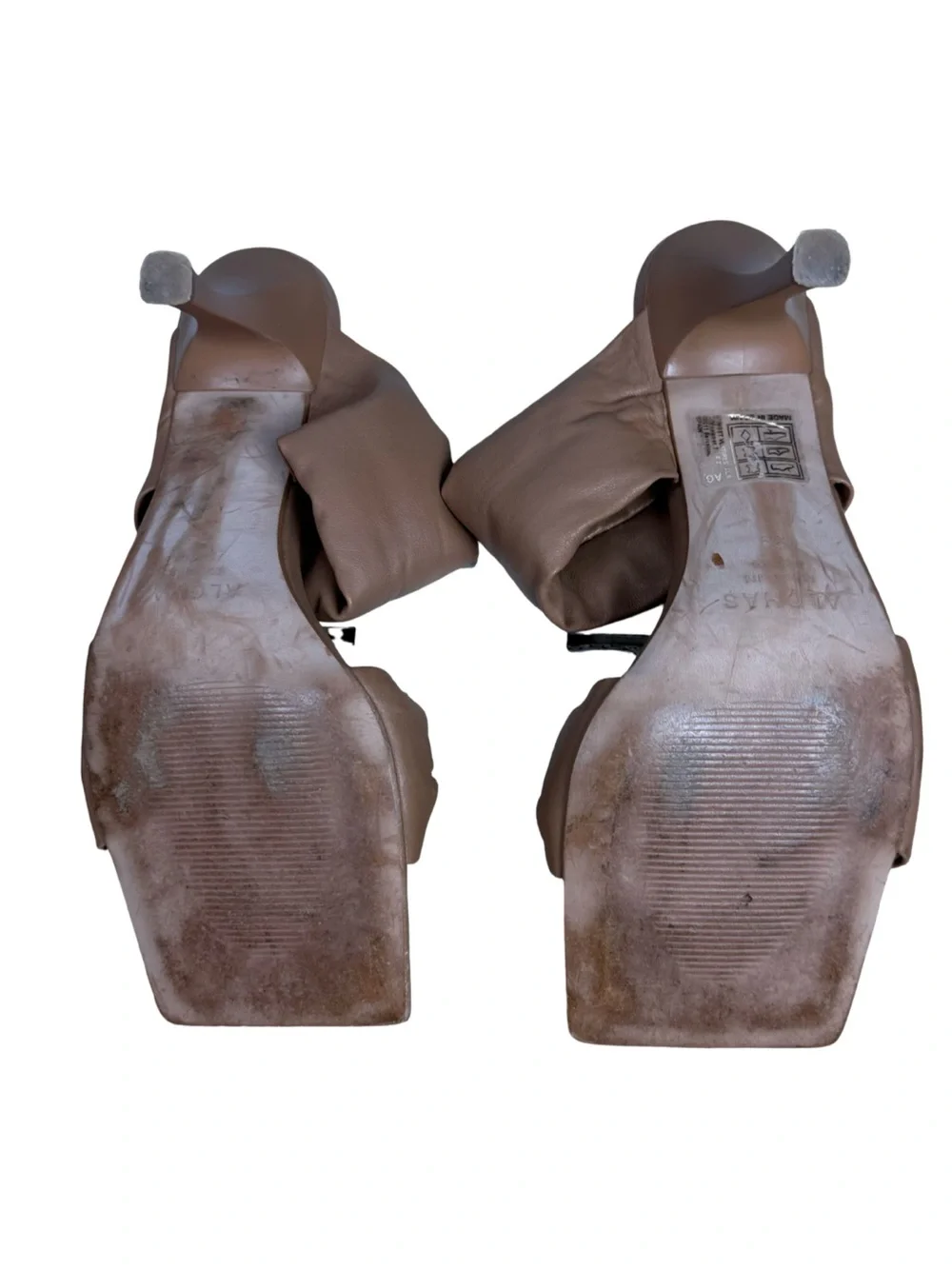 Alohas Natasha Puffy Mule Heels in camel/nude Leather Size 39
